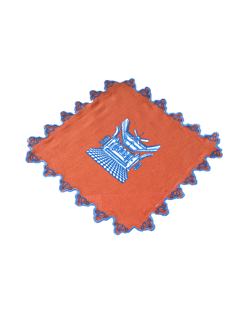 Chettinad cocktail napkin- Maroon & Teal Blue