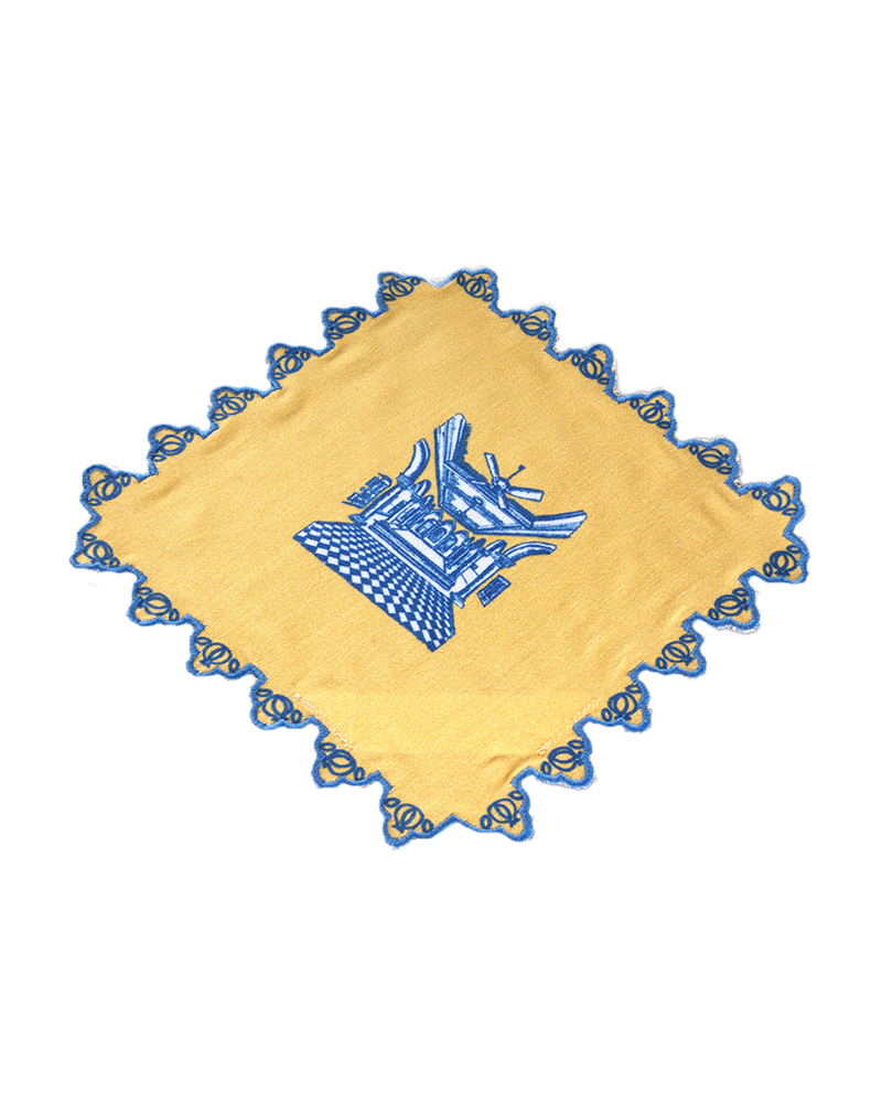 Chettinad cocktail napkin- Yellow & Teal Blue