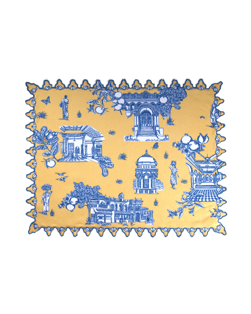 Chettinad placemat - Yellow & Teal Blue