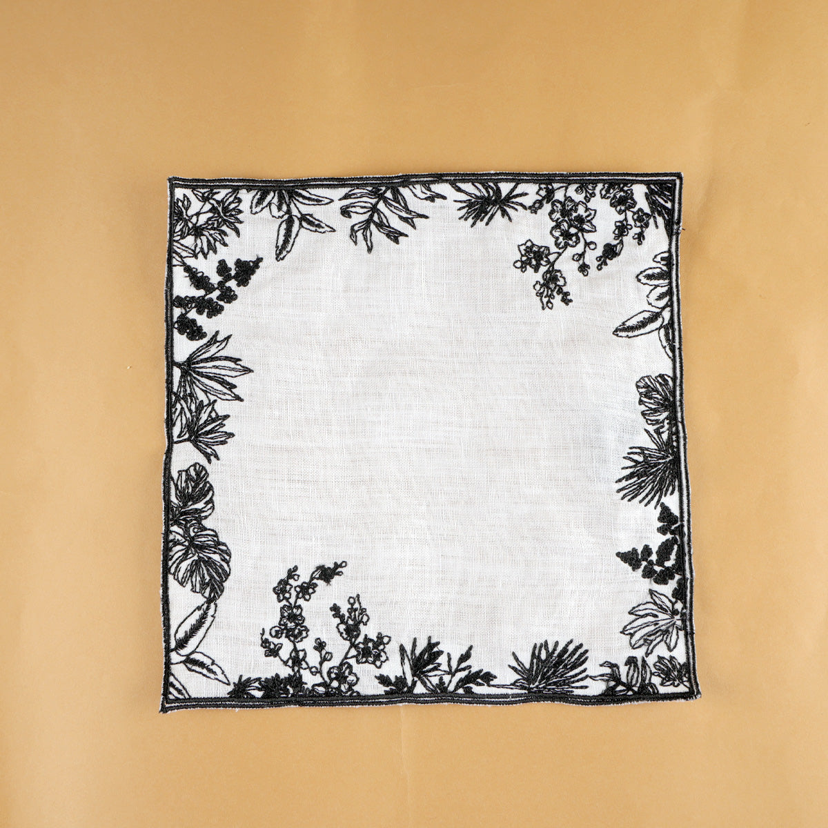 Safari white embroidered Cocktail Napkin