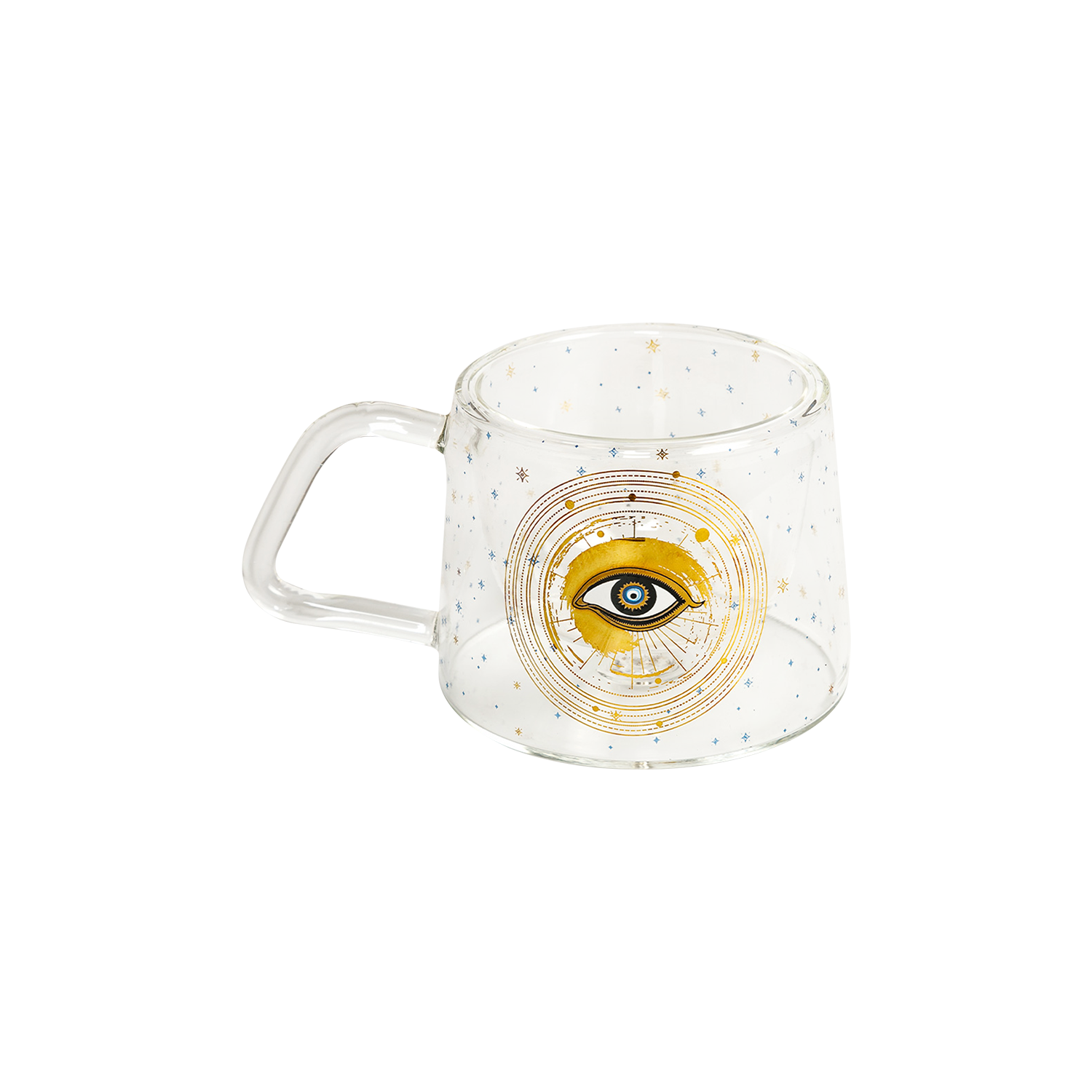 Evil Eye Double Walled Glass with Handle