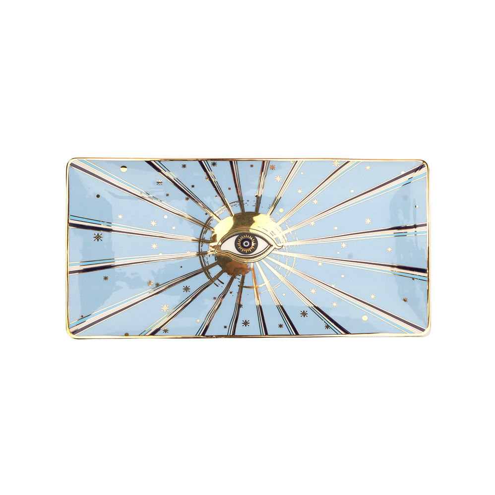 Evil Eye Rectangular platter skyblue