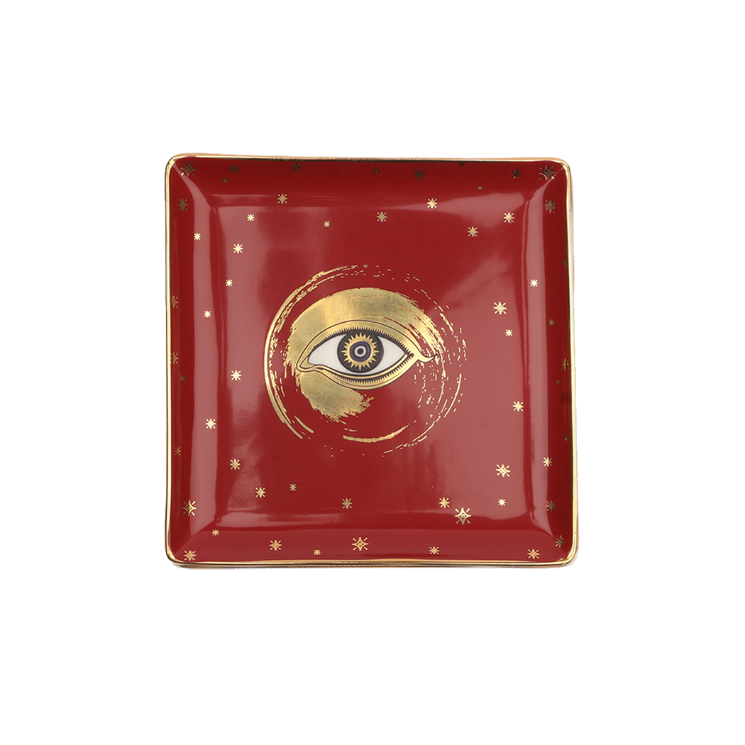 Evil Eye Snack Plate- Maroon