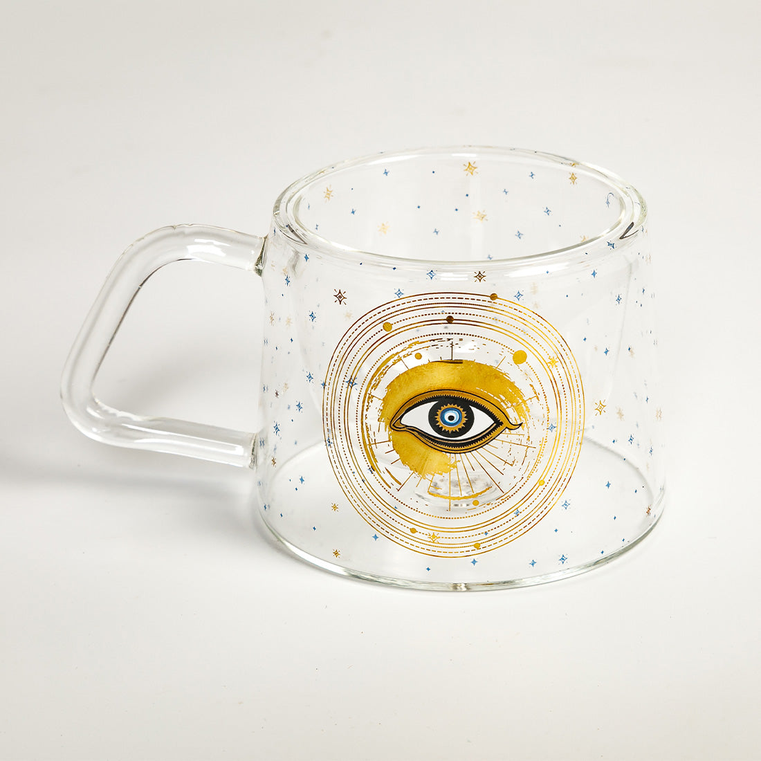 Evil Eye Double Walled Glass with Handle