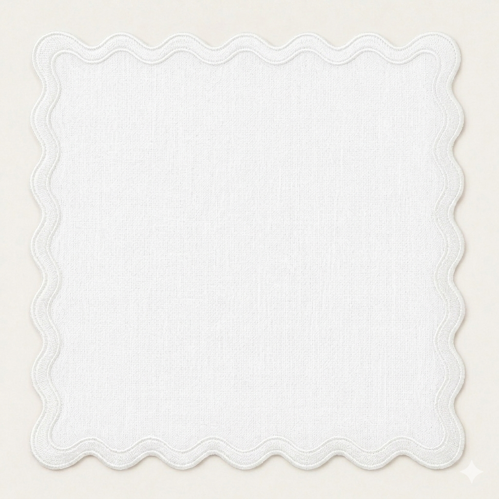 Scallop napkin- White