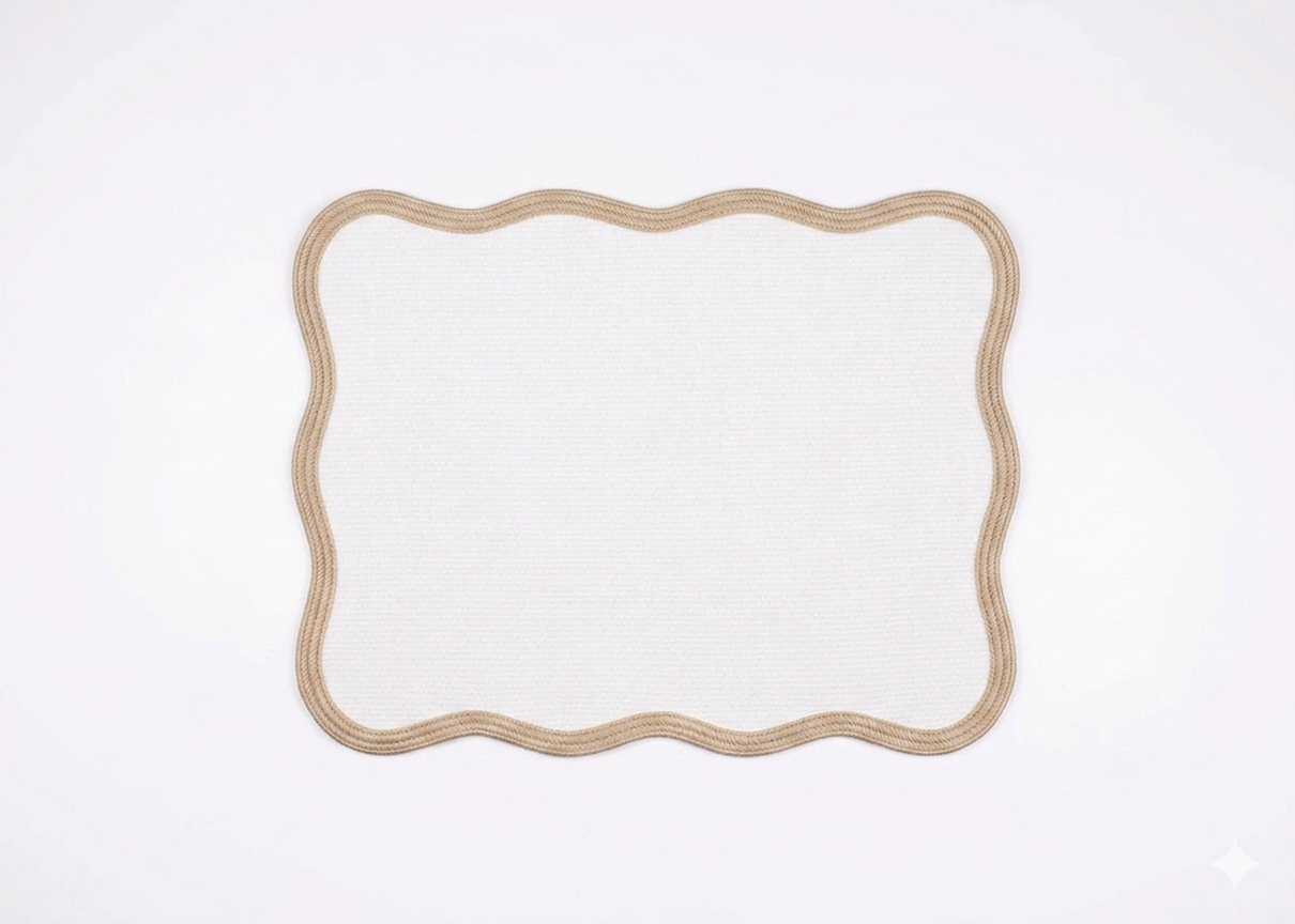 Scallop Water-Resistant Placemat- Beige