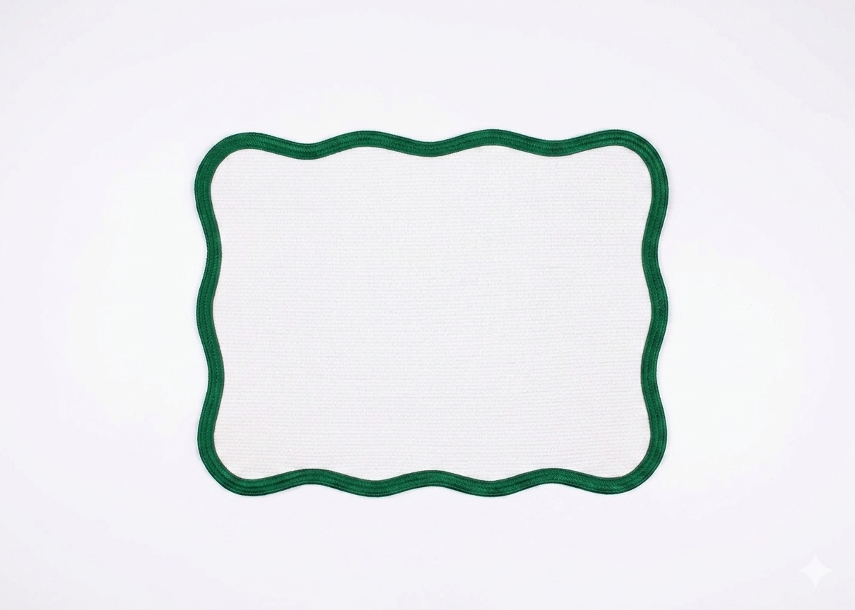 Scallop Water-Resistant Placemat- Green