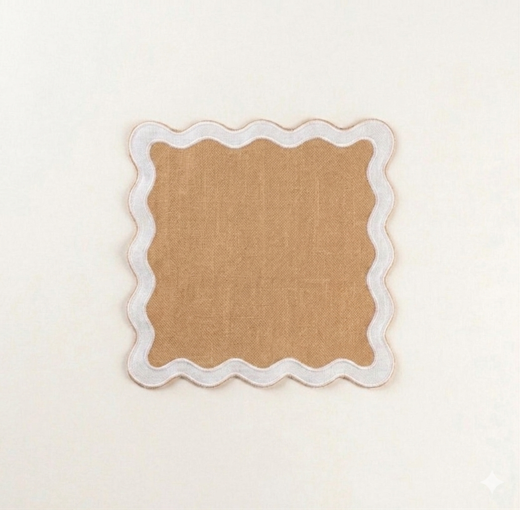 Scallop Cocktail napkin- Beige