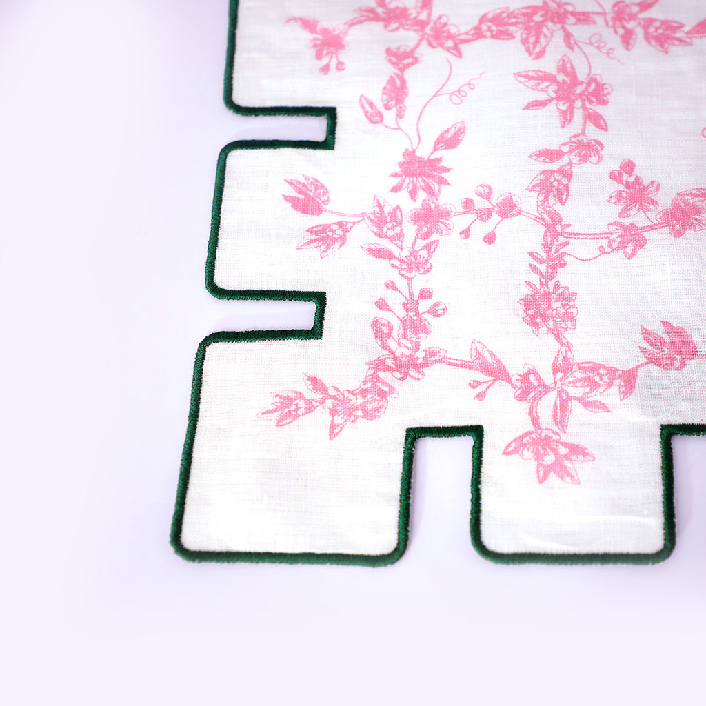 Jardin Linen Placemat- Green & Pink (W 18" * H 14")