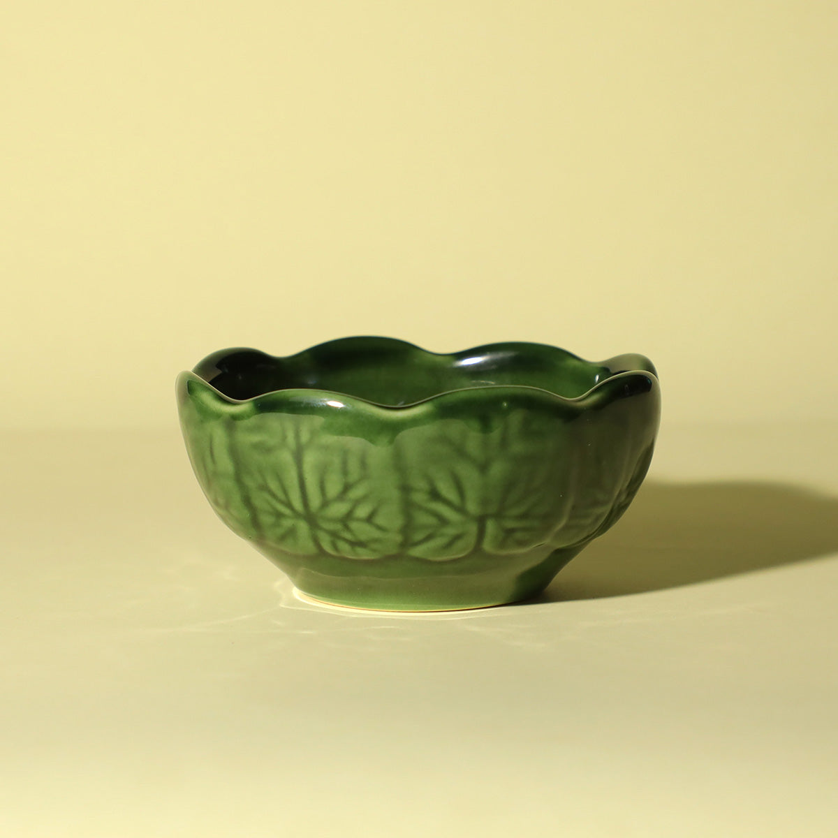 Mexican clay green side katori 4"
