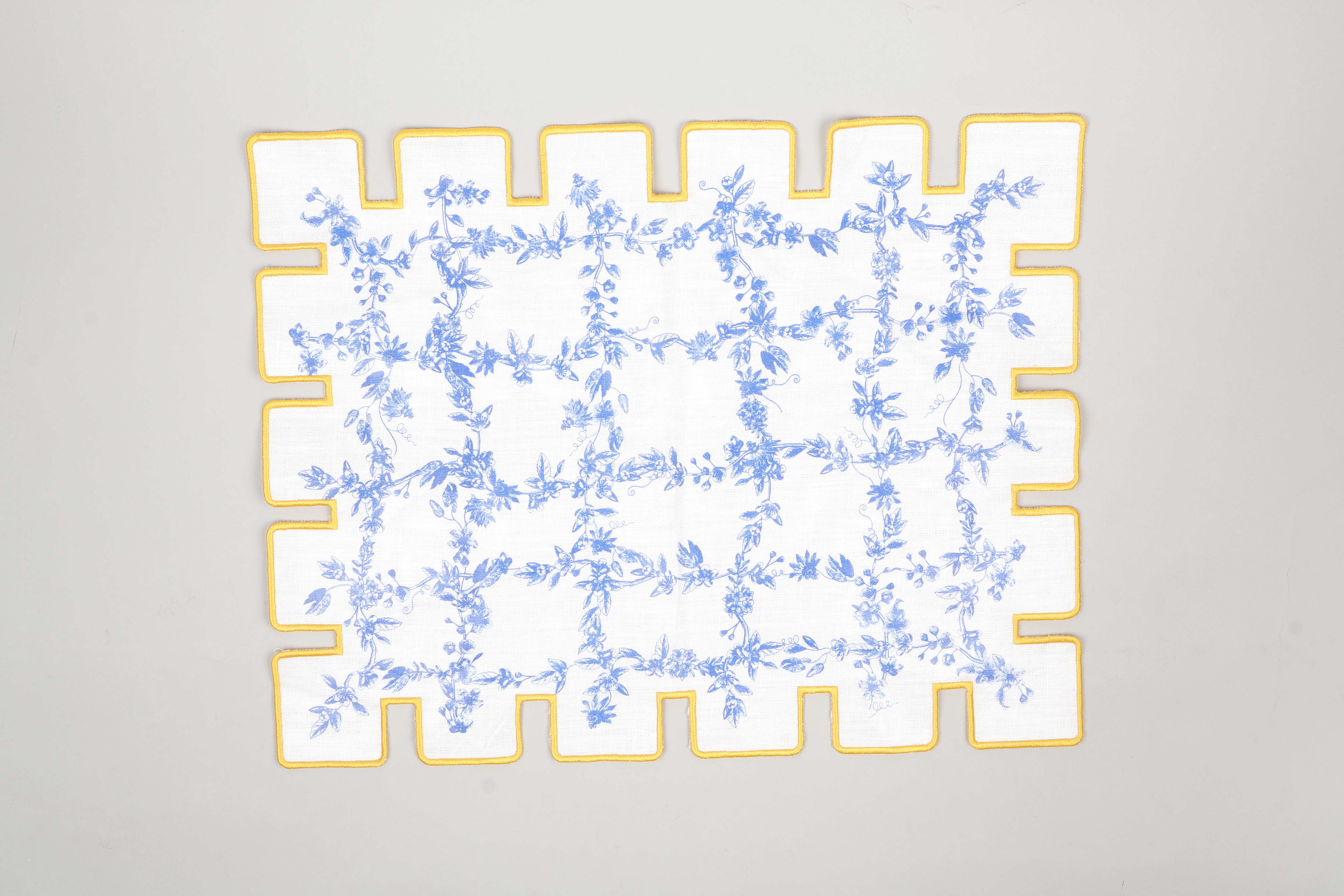 Jardin Linen Laminated Placemat- Yellow & Blue