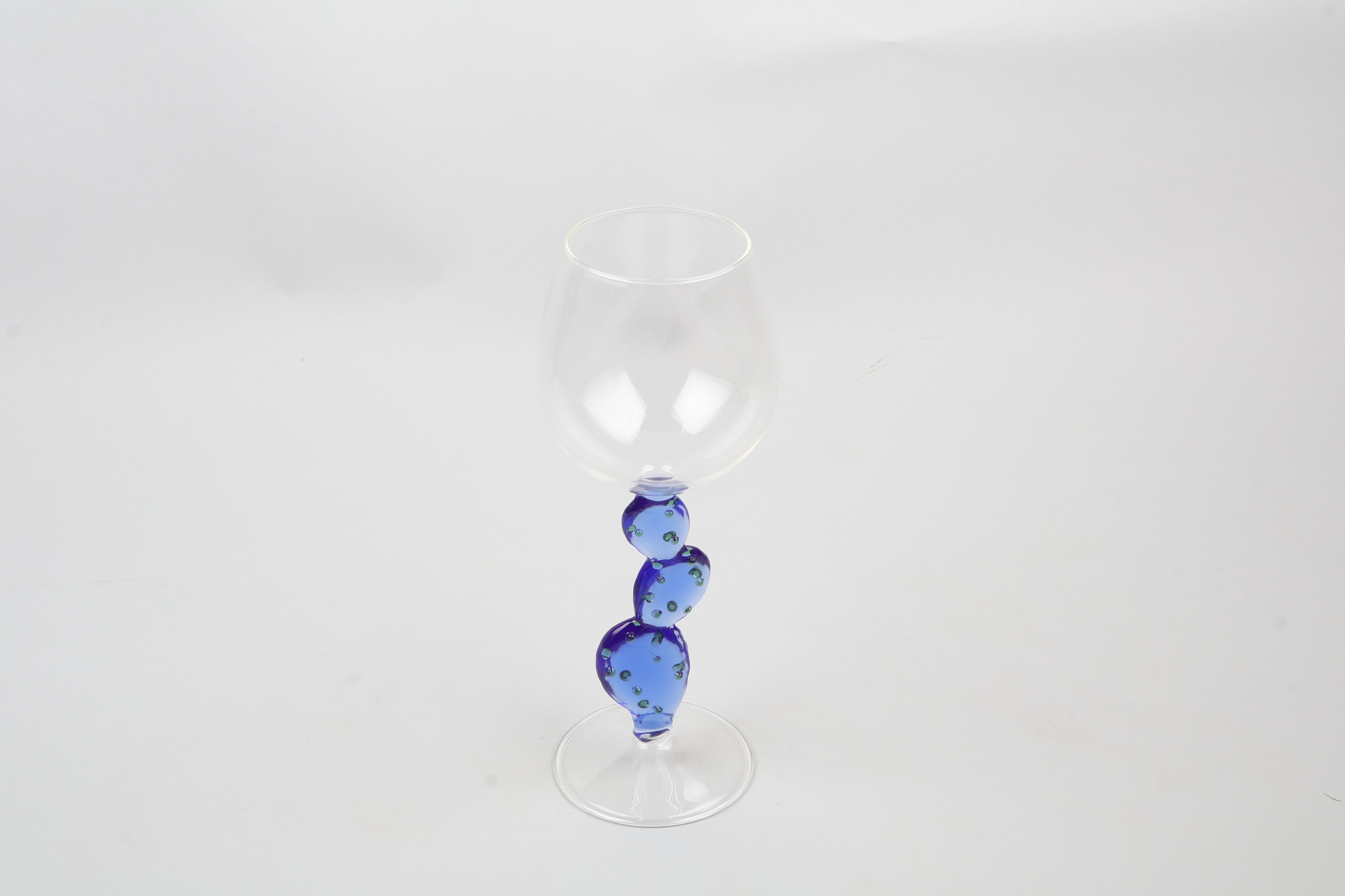 Mexican Wine Glass with Blue Cactus