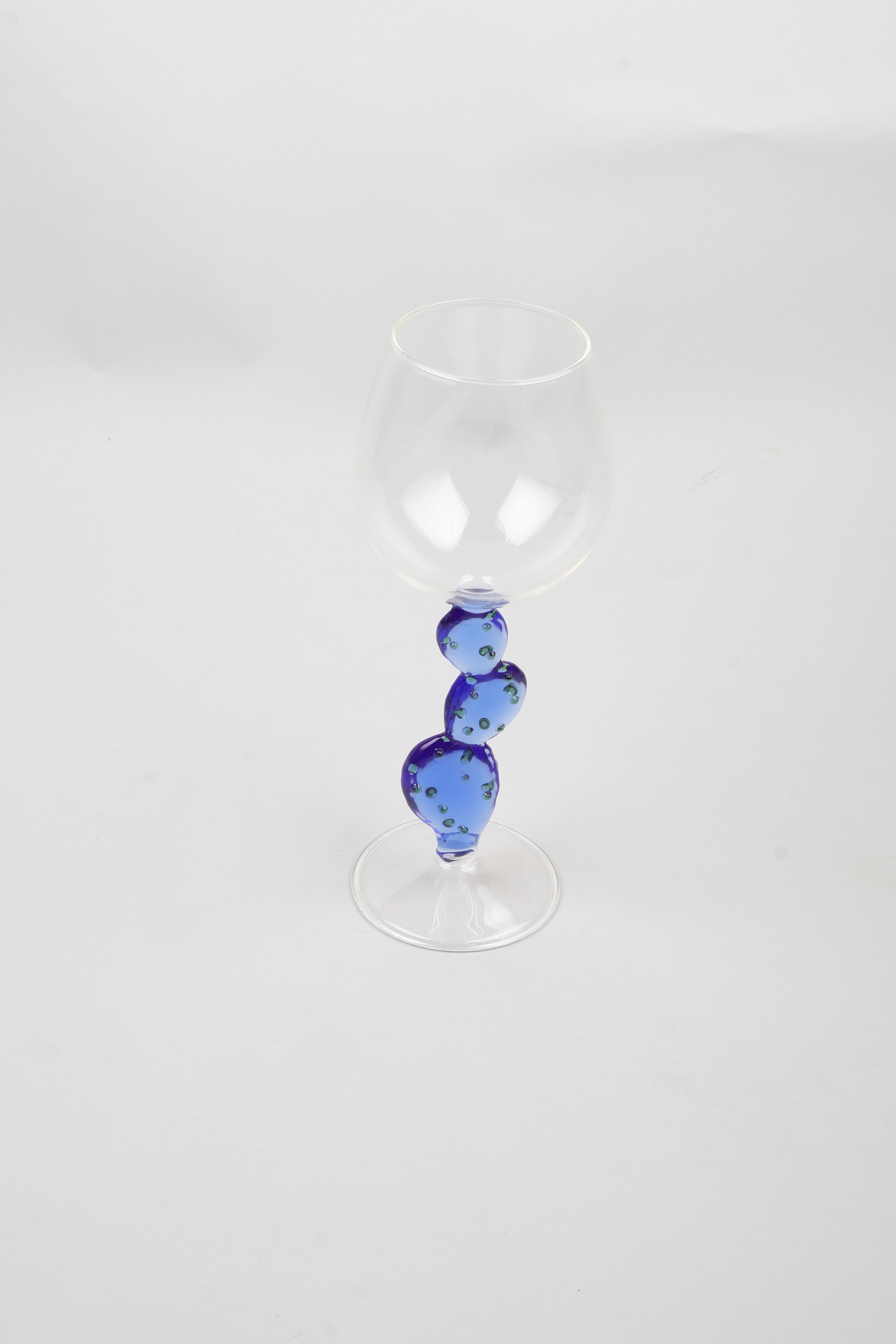 Mexican Wine Glass with Blue Cactus