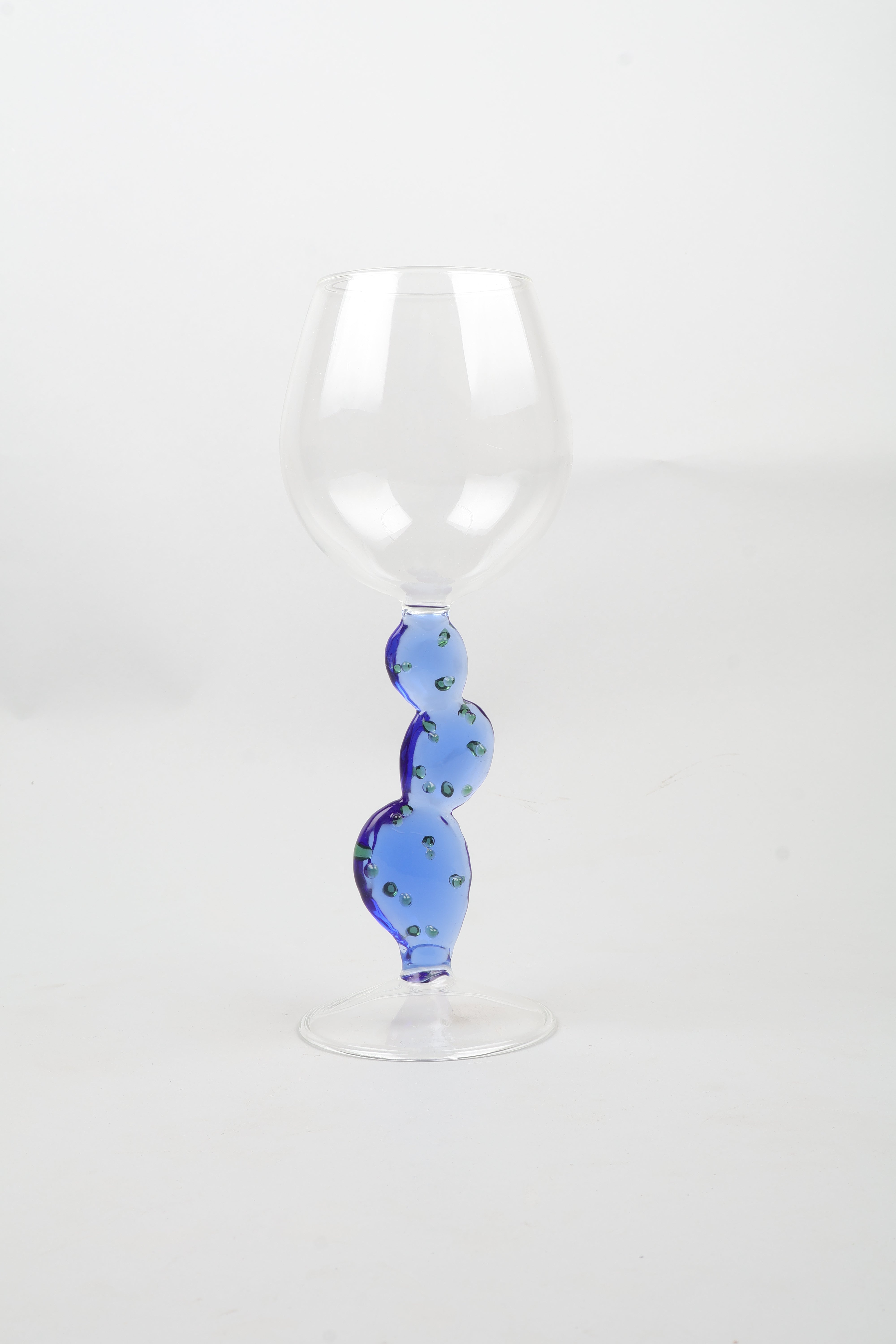 Mexican Wine Glass with Blue Cactus