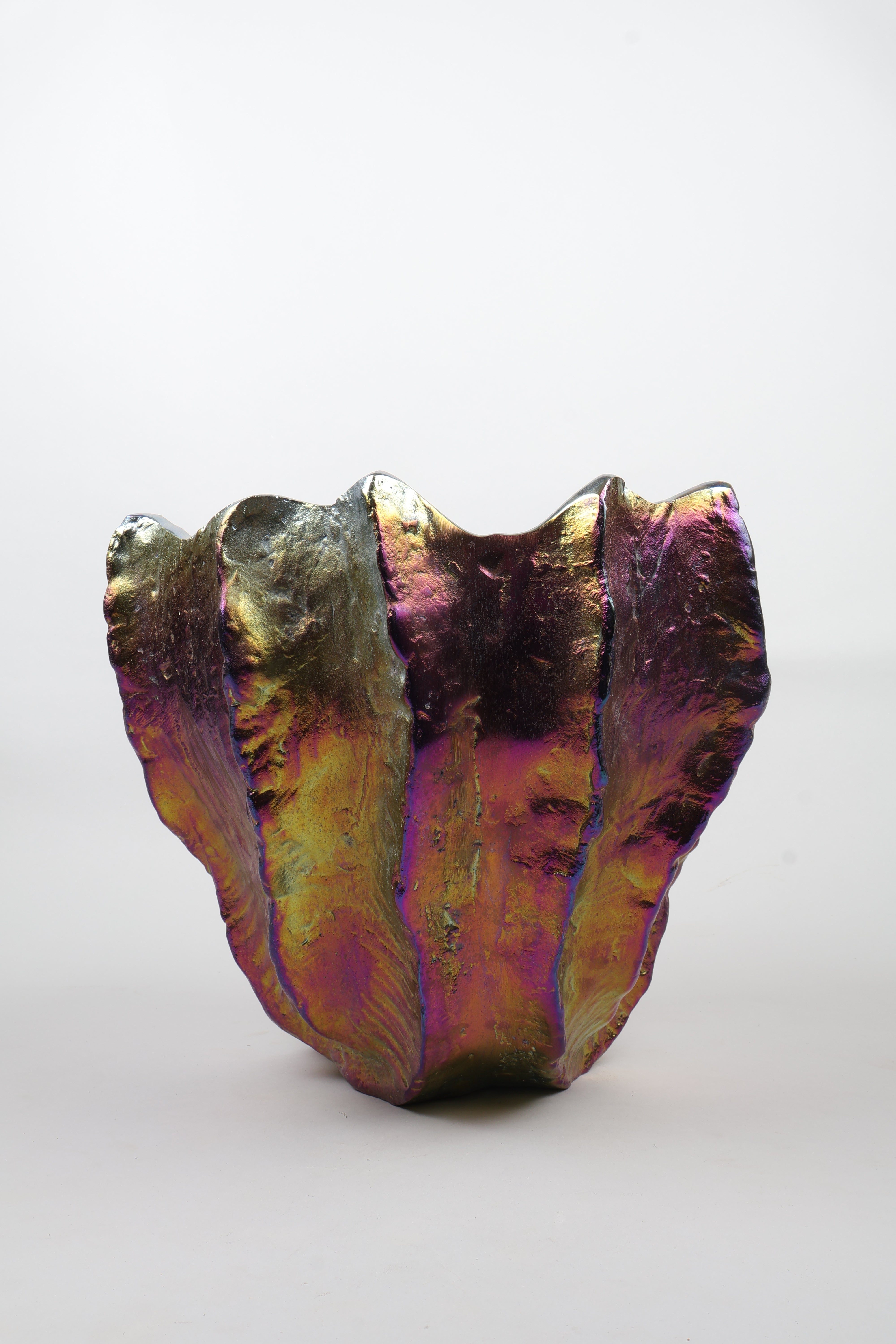 Mexican Iridescent Metal Chrome Finish Big Vase