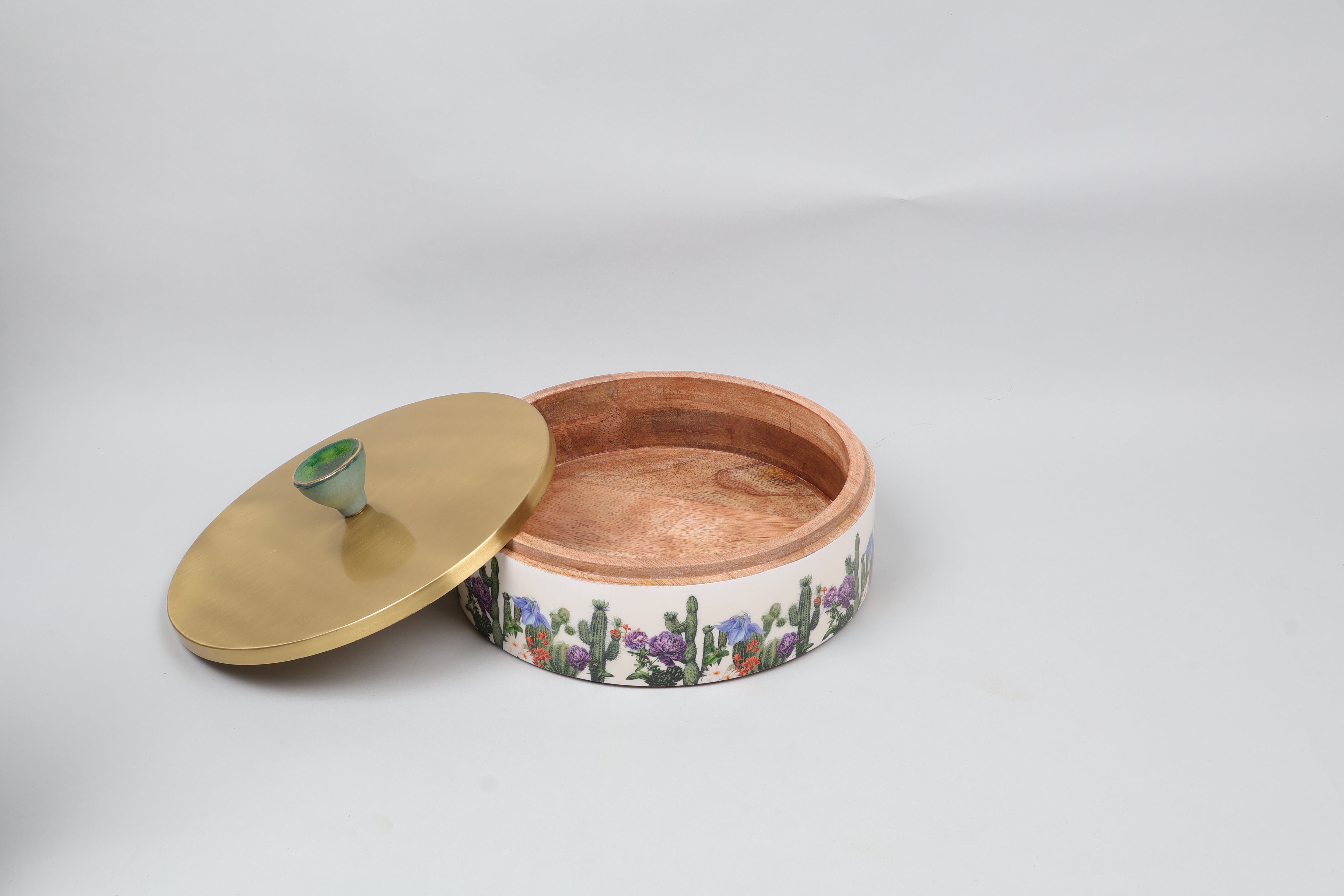 Mexican Wooden Roti Box with Metal Lid