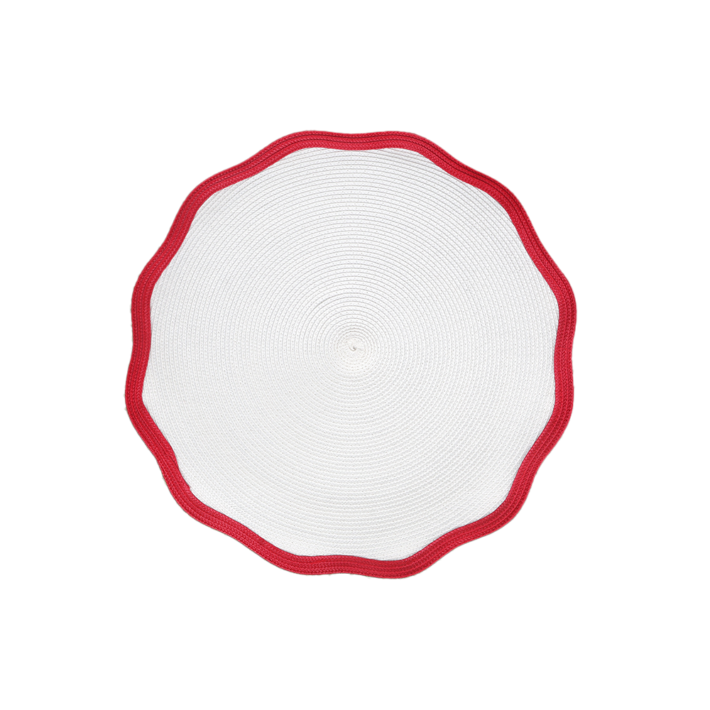 Round Red white scallop waterproof placemat