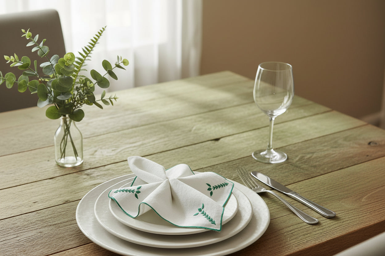 Tenkaya White Green Napkin