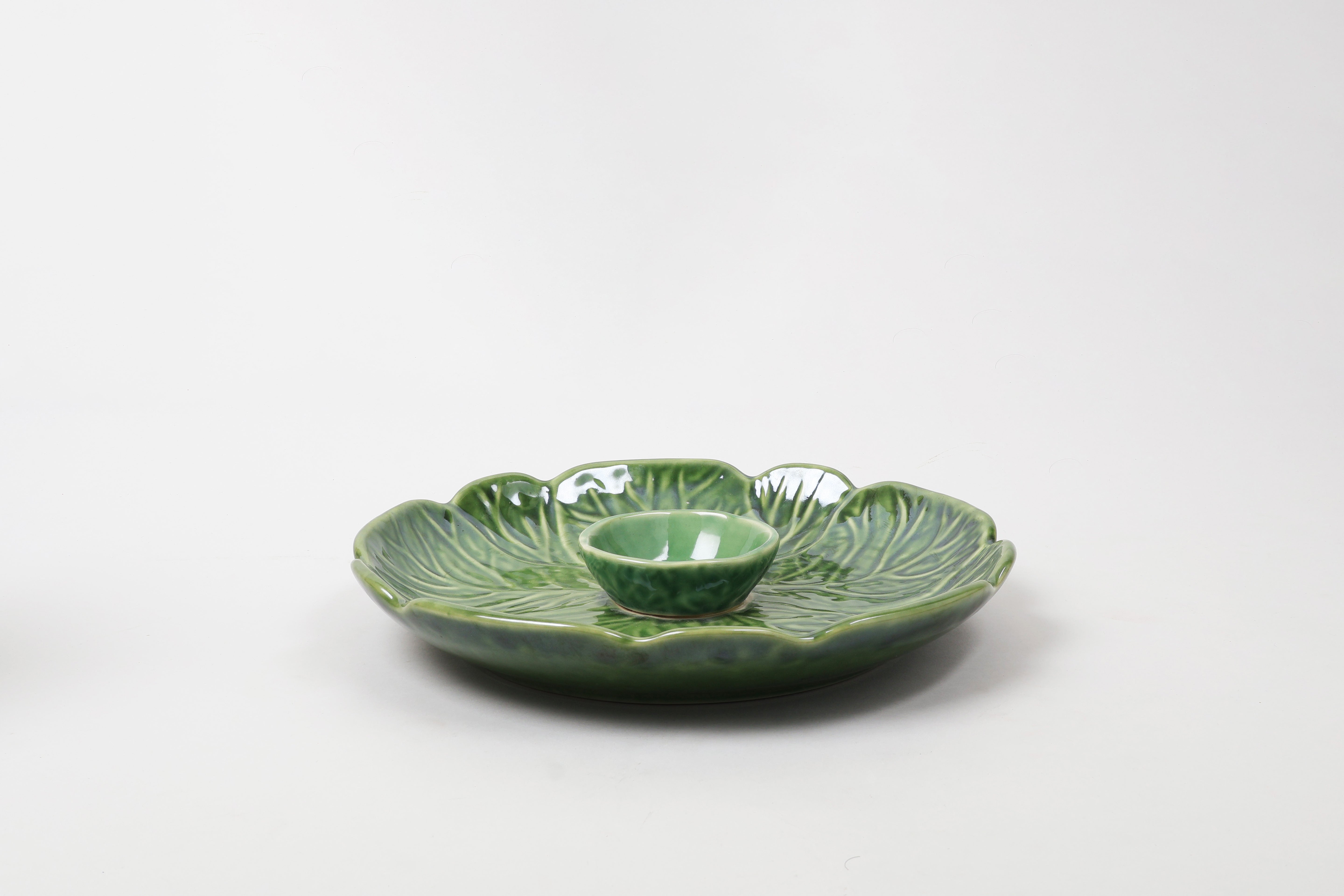Mexican Clay Green Serving Dish with Dip