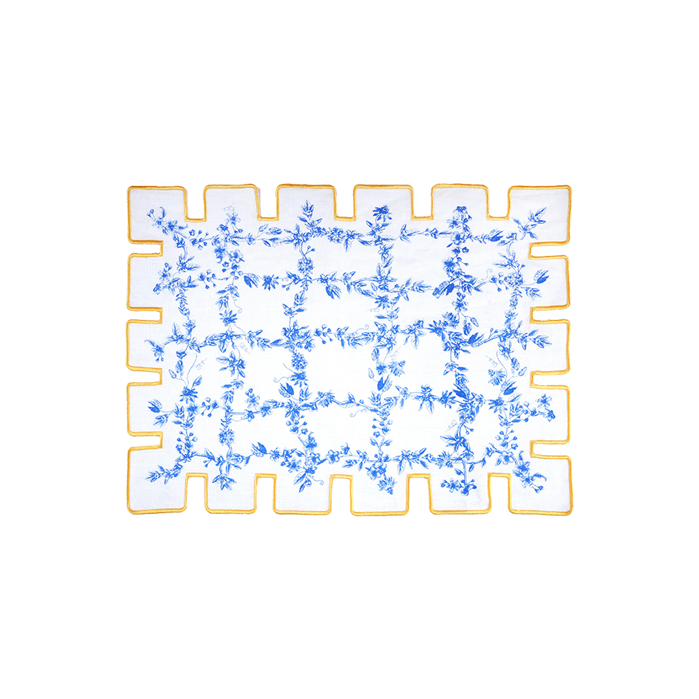 Jardin Linen Placemat- Yellow & Blue