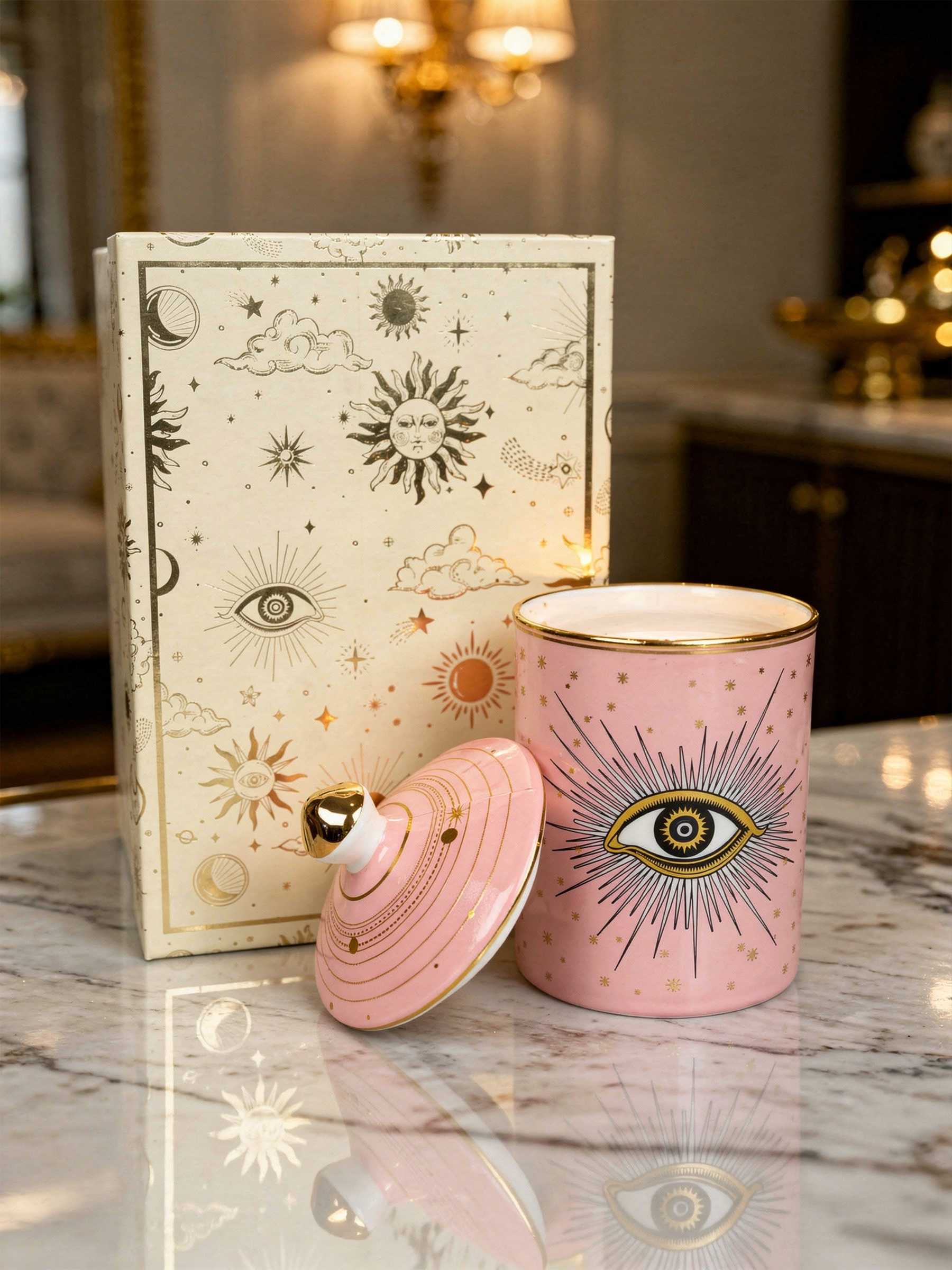 Evil eye candleholder- Pink Eye