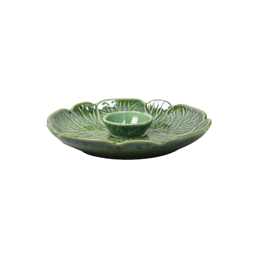 Mexican Clay Green Serving Dish with Dip