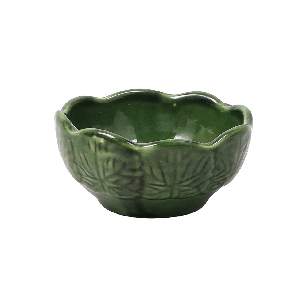 Mexican clay green side katori 4"