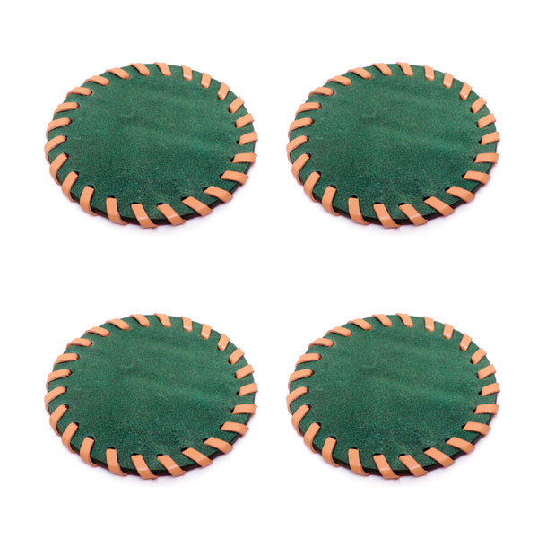 Jardin Leather Coaster Green (Dia 4)