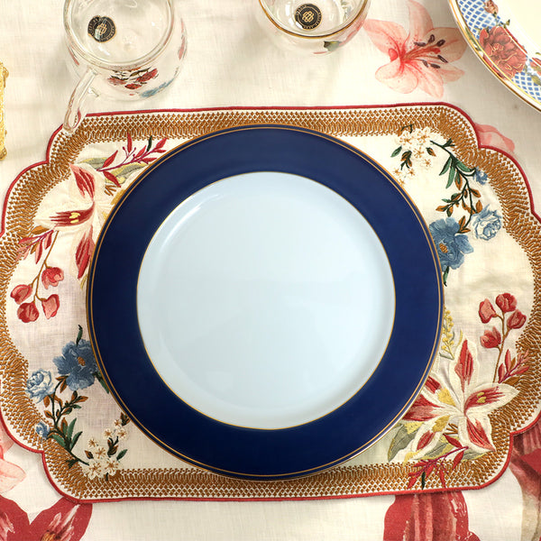 Victorian Romance Charger Plate Blue with 24K Gold (Dia 13')