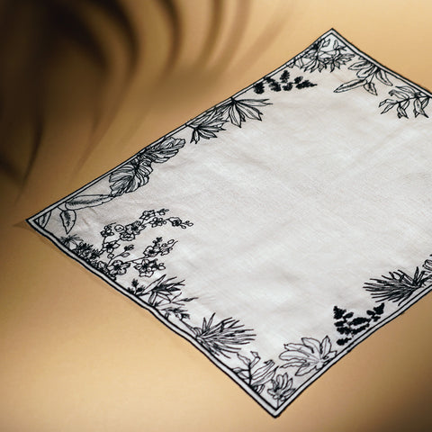 Safari Embroidered 100% Pure Linen Placemat (18”x14”)