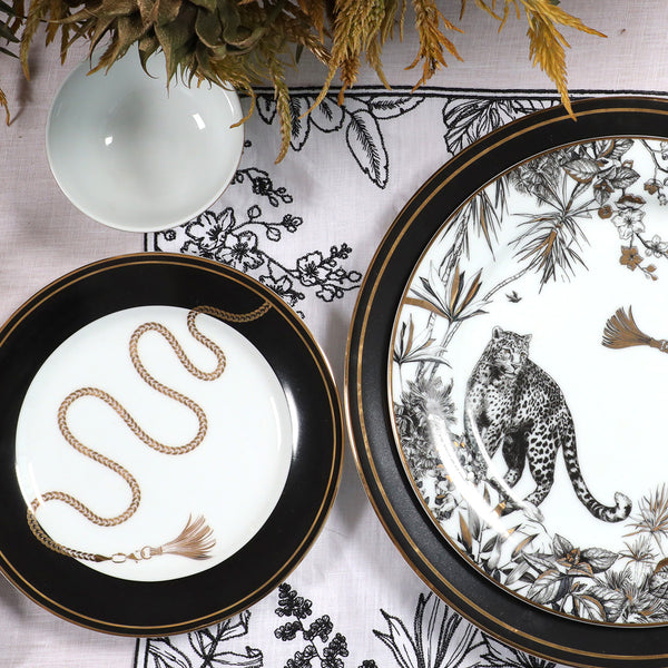 Porcelain Printed Side Plate with 24K  Gold Rim (dia 8”)