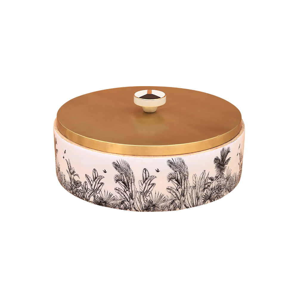 Safari Wooden Roti Box with Metal Lid