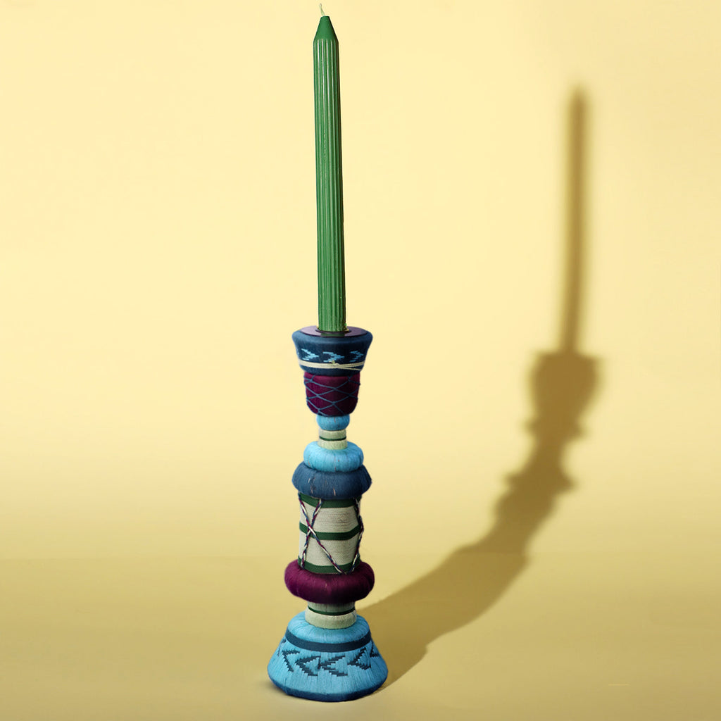 Mexican Threadwork Single Candle Stand (Tall)