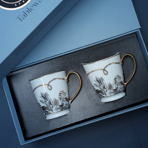 Safari Gift Set of Coffee Mug with 24K Gold Printed Design