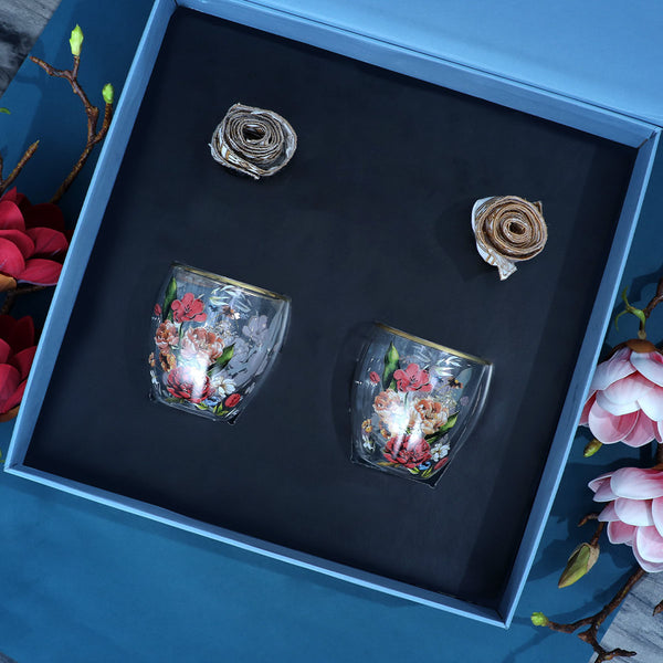 Sokka Premium Victorian Romance Gift Set of Double Walled Glass 250ml and Cocktail Napkins