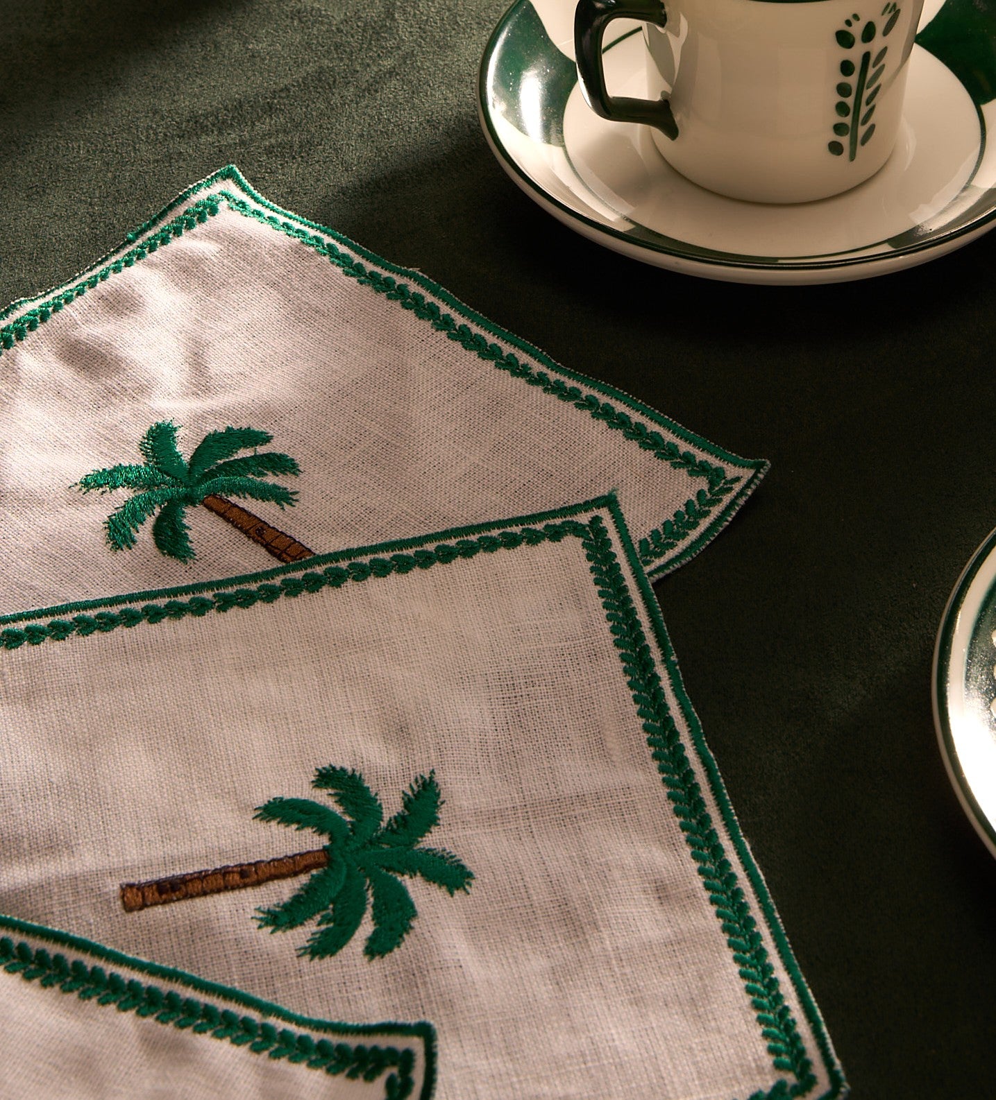 Tenkaya White Green Cocktail Napkin