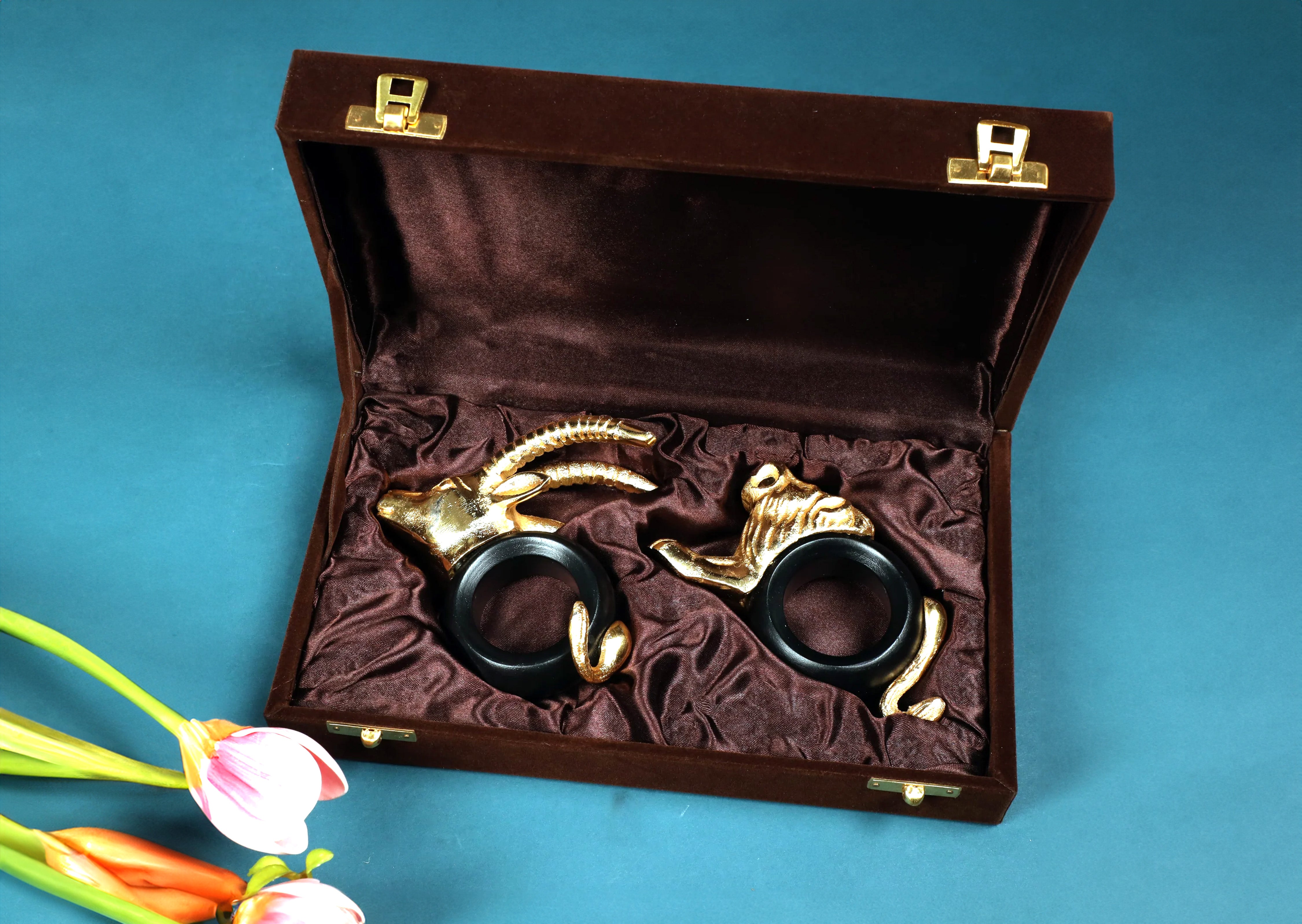 Safari Napkin Ring Duo gift Set(Lion & Deer)