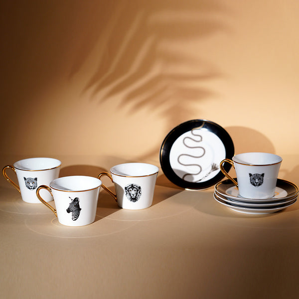 Safari Printed Cups & Saucer (20 ML - small set of 4)
