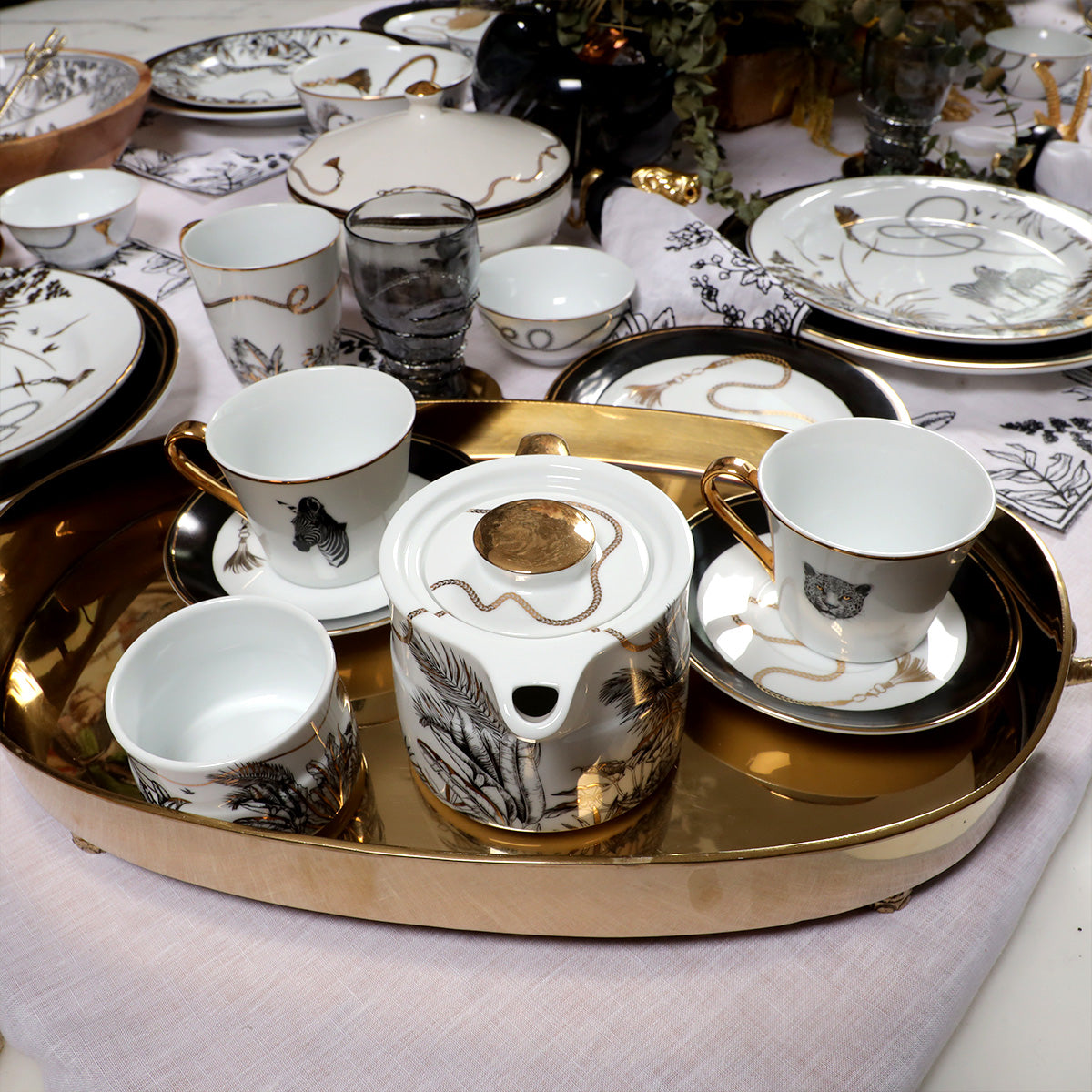 Safari Cup & Saucer Set of 4