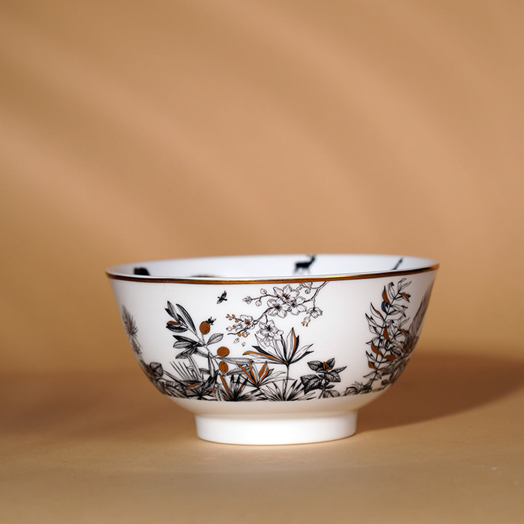 Safari Porcelain Printed Side bowl with 24K Gold 16 CM