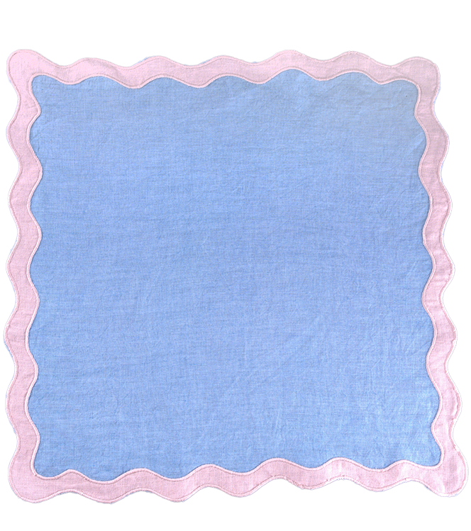 Scallop napkin- Pink & Blue