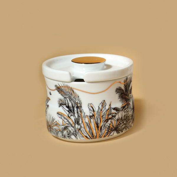 Safari Porcelain Sugar Pot with 24K Gold Print (Dia 3.2 Ht 2)