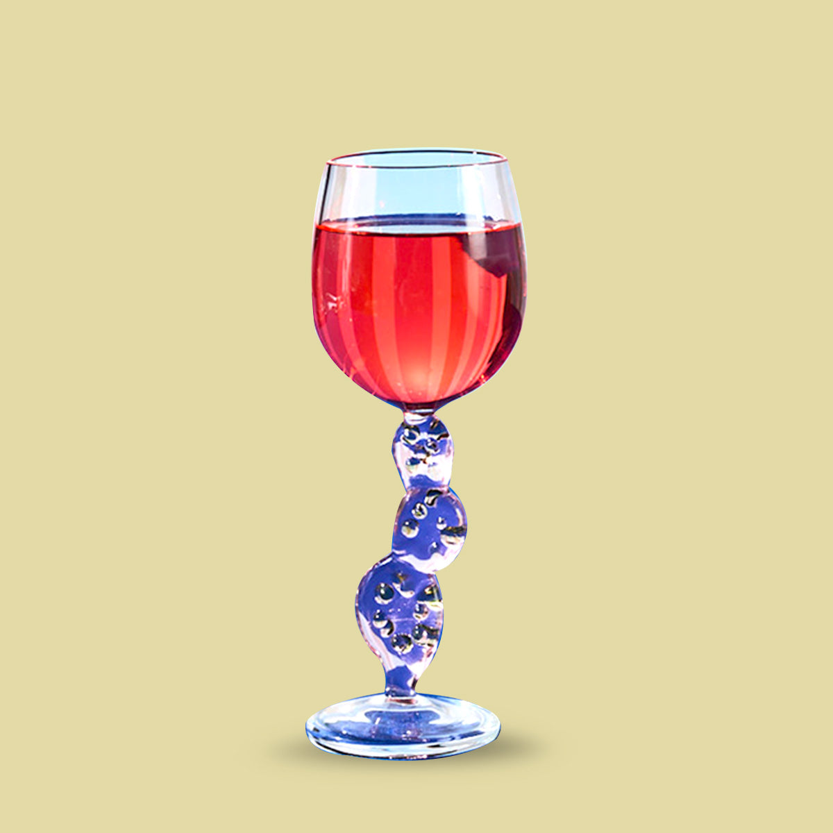 Mexican Wine Glass with Blue Cactus