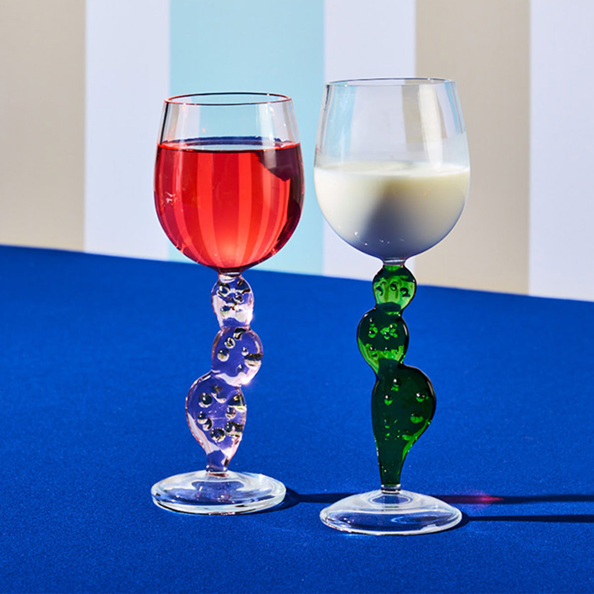 Mexican Wine Glass with Blue Cactus