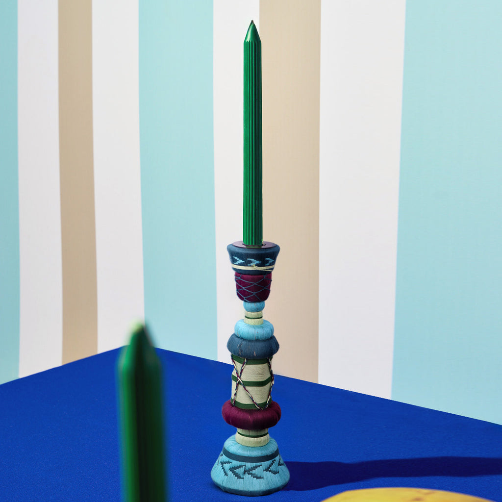 Mexican Threadwork Single Candle Stand (Tall)