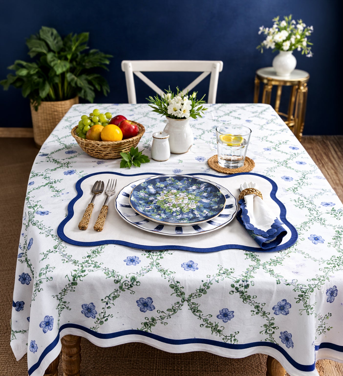 Scallop Blue Placemat & Table Napkin
