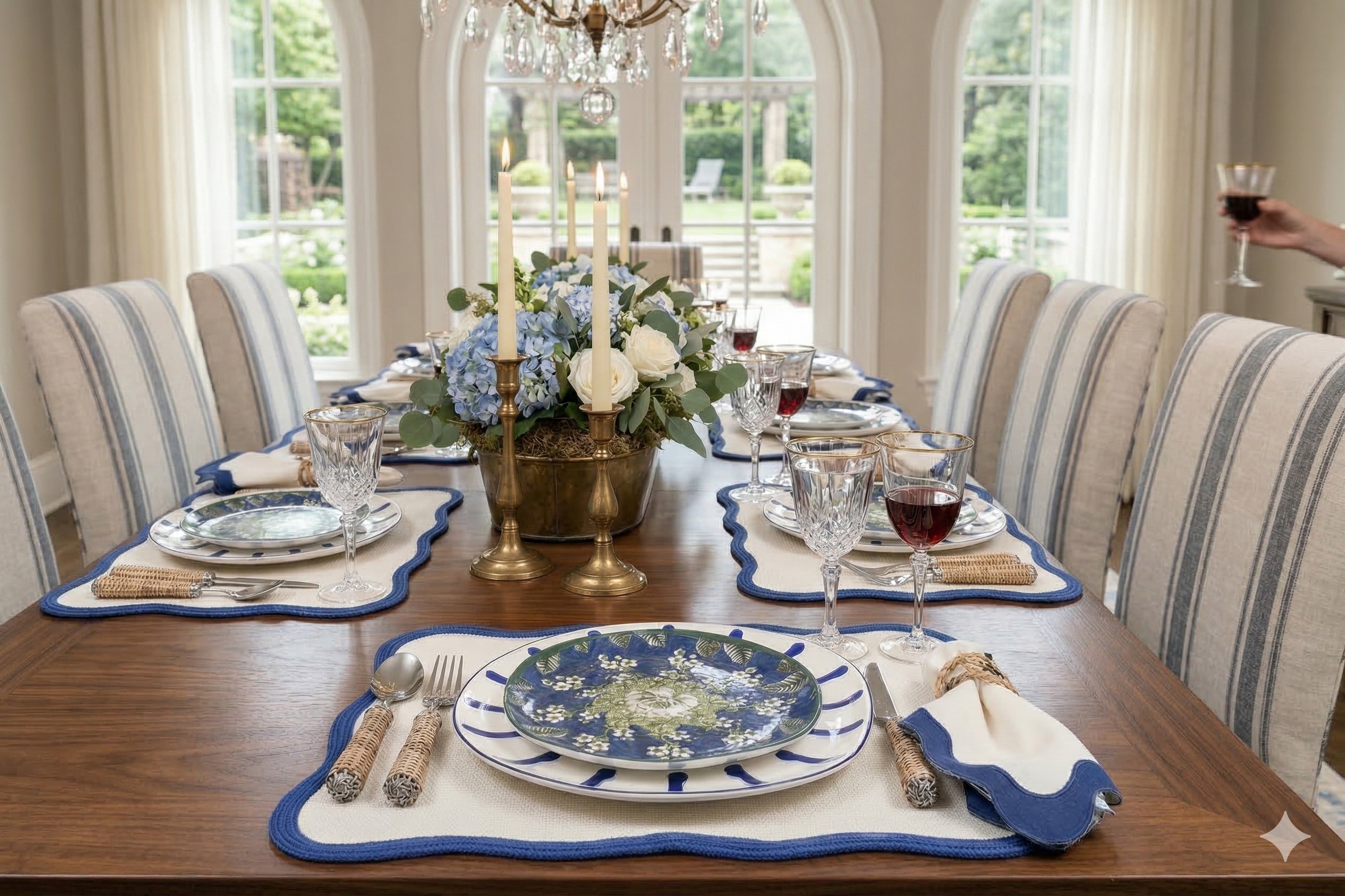 Scallop Blue Placemat & Table Napkin