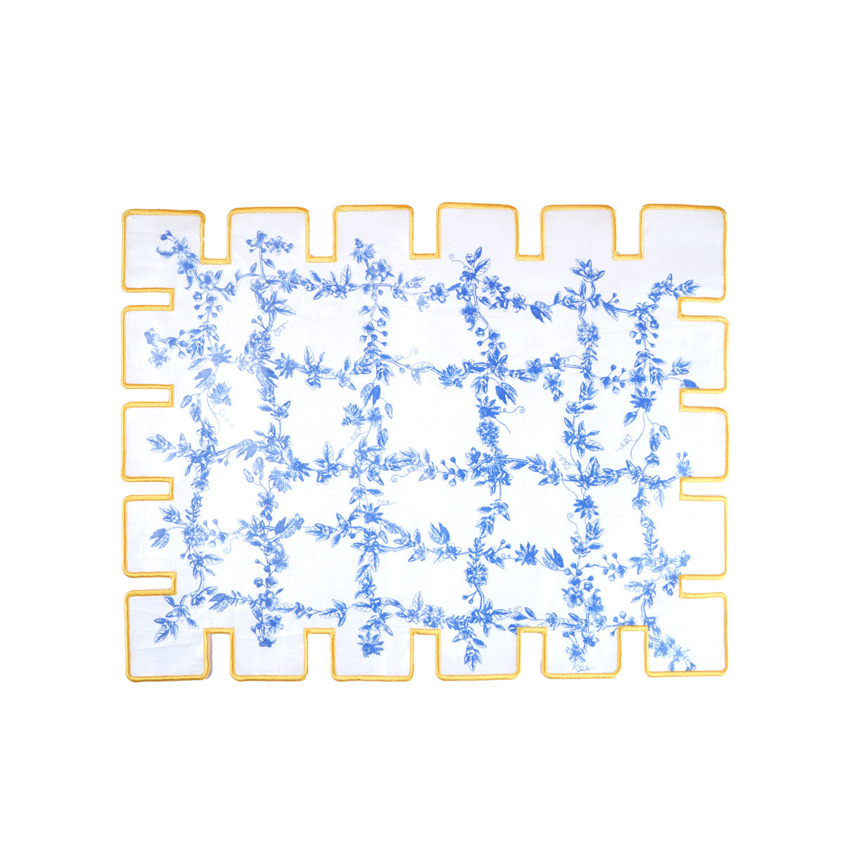 Jardin Linen Laminated Placemat- Yellow & Blue