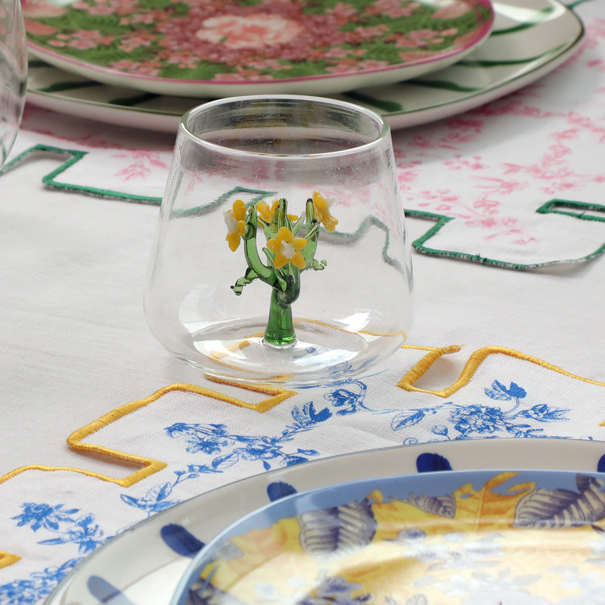 Jardin Drinking Glass Tumbler- Yellow