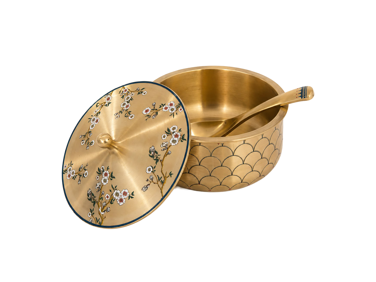 Kansa Ramya Serving Bowl with Lid 4"